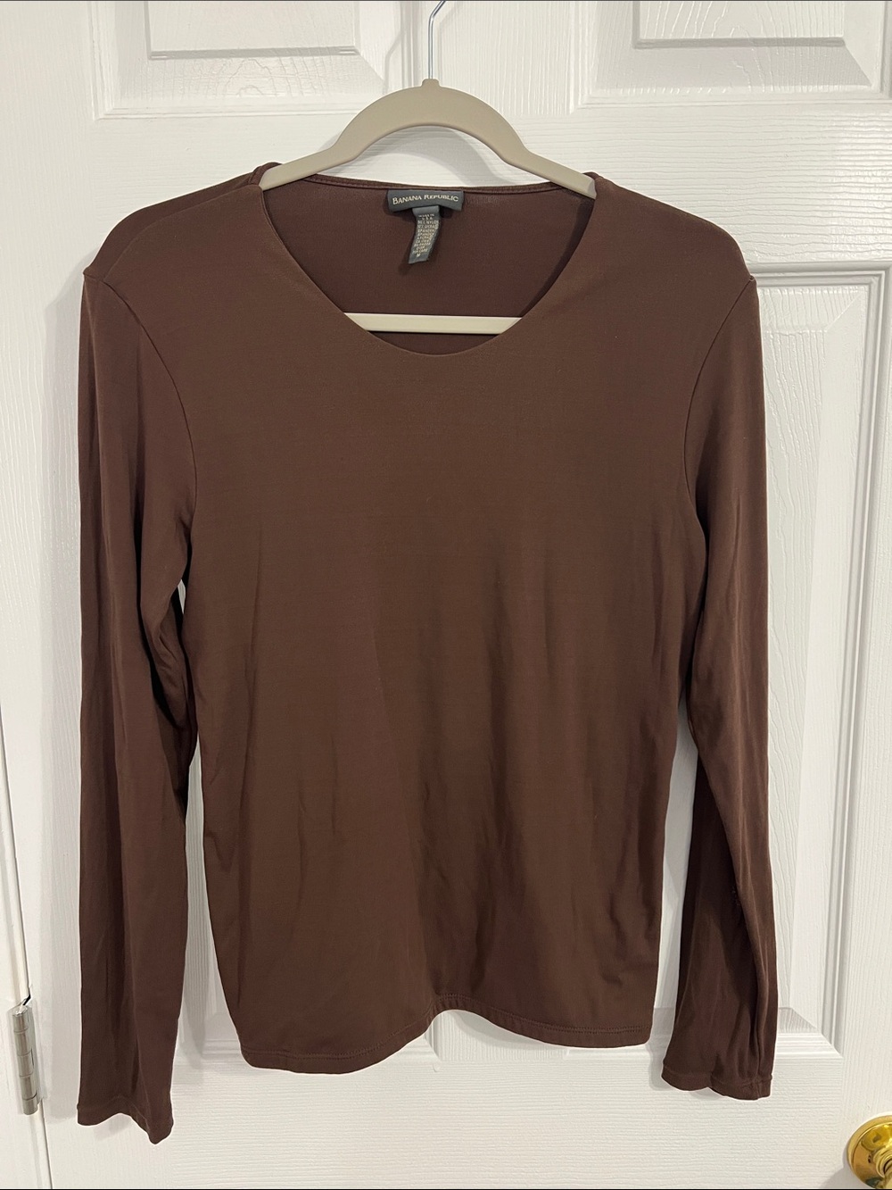Banana Republic Chocolate Brown Long Sleeve Crewneck Top
